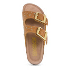 Sandali doppia fascia con borchie