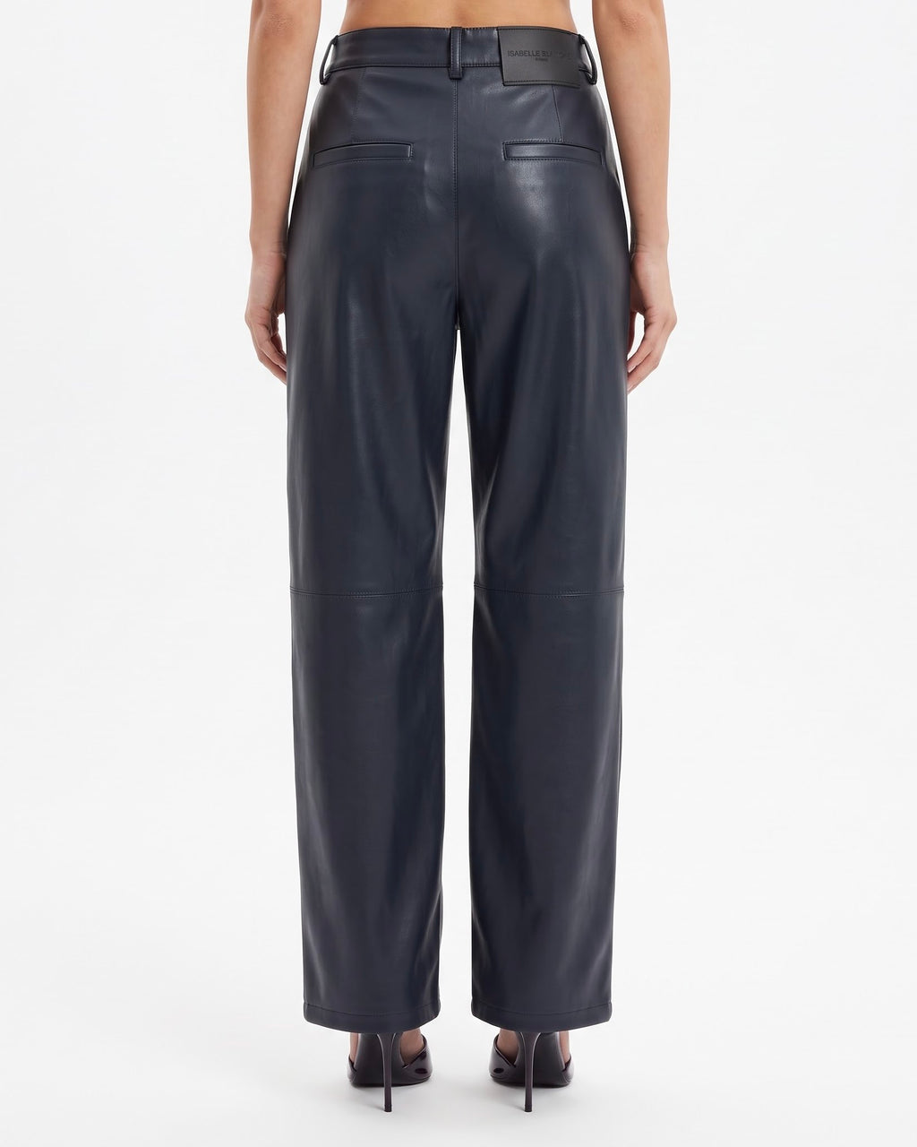 Pantalone Isabelle Blanche Barrel Leg in Ecopelle Blu Notte