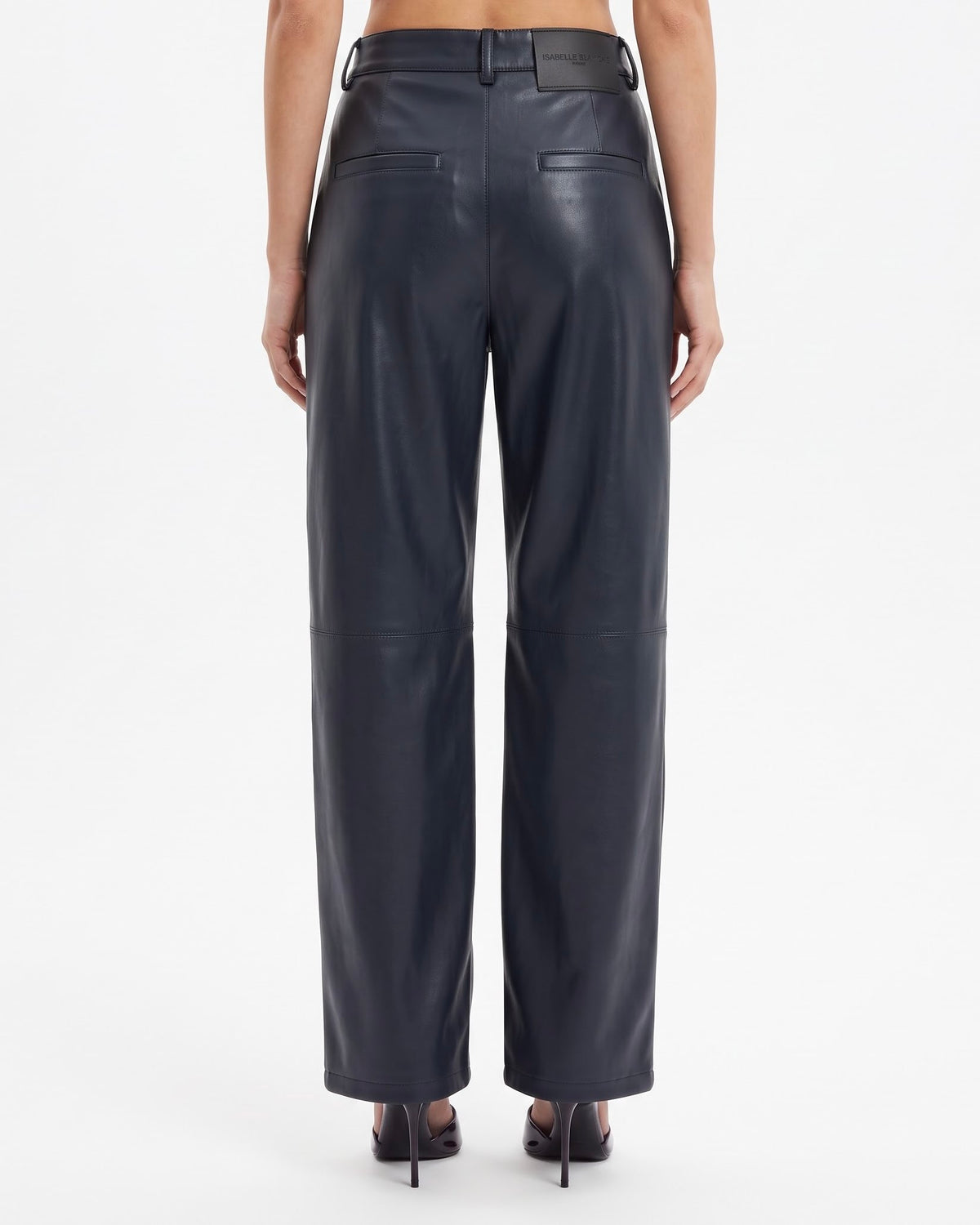 Pantalone Isabelle Blanche Barrel Leg in Ecopelle Blu Notte