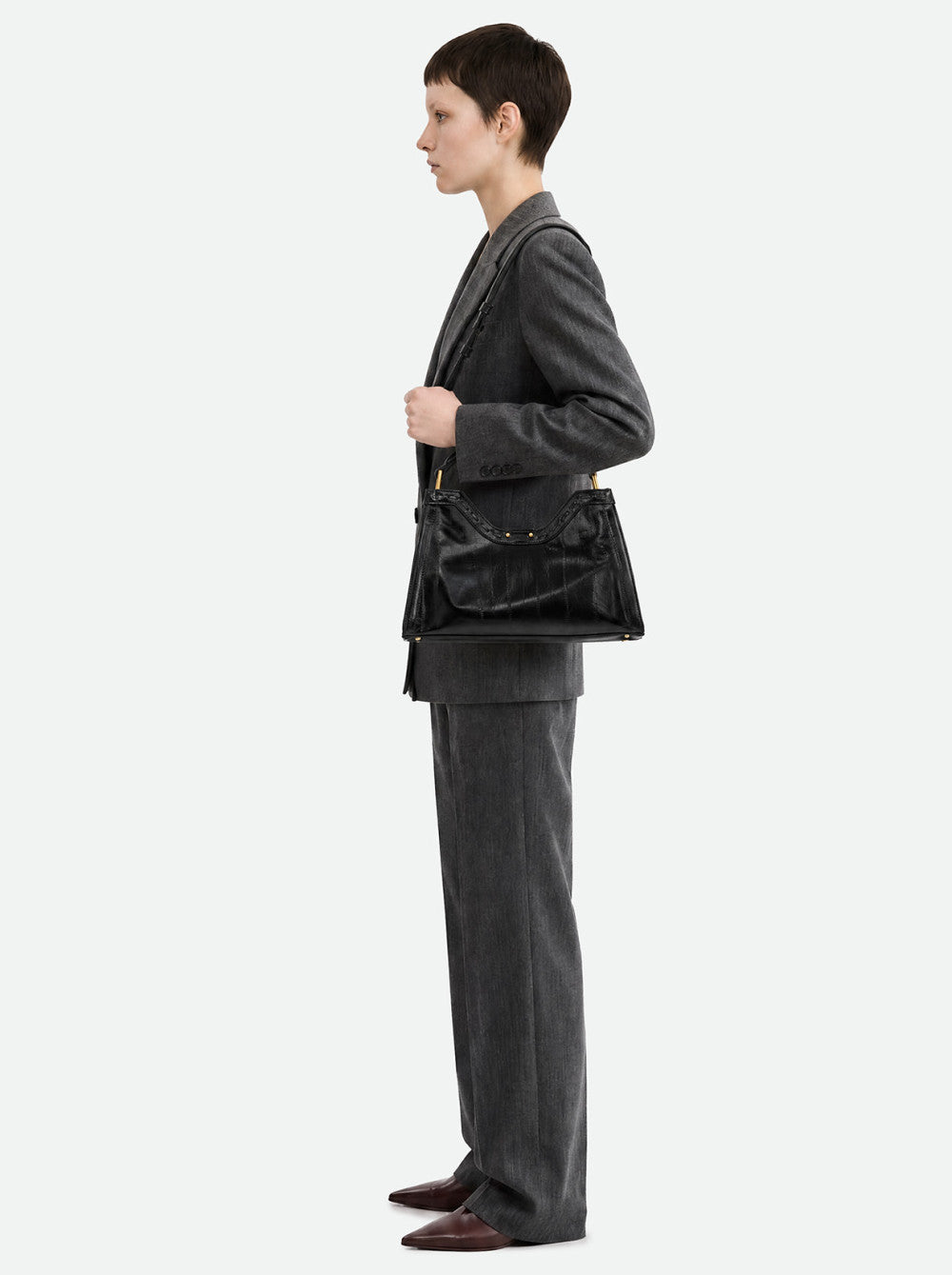 Borsa a mano in pelle anguilla Gianni Chiarini Nero