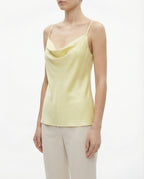 Top in raso con scollo drappeggiato e