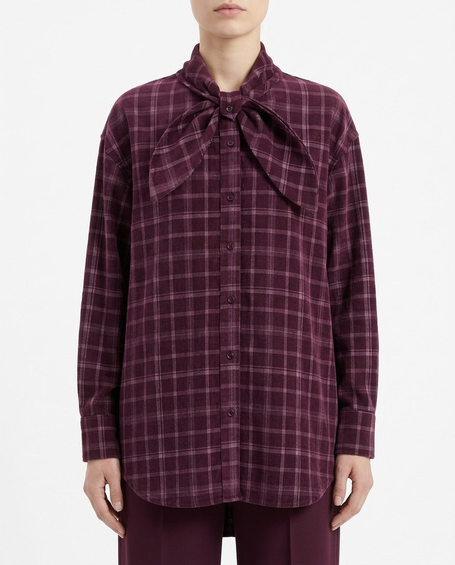Camicia H2O Italia a Quadri Amarone in 100% Cotone con Fiocco al Collo