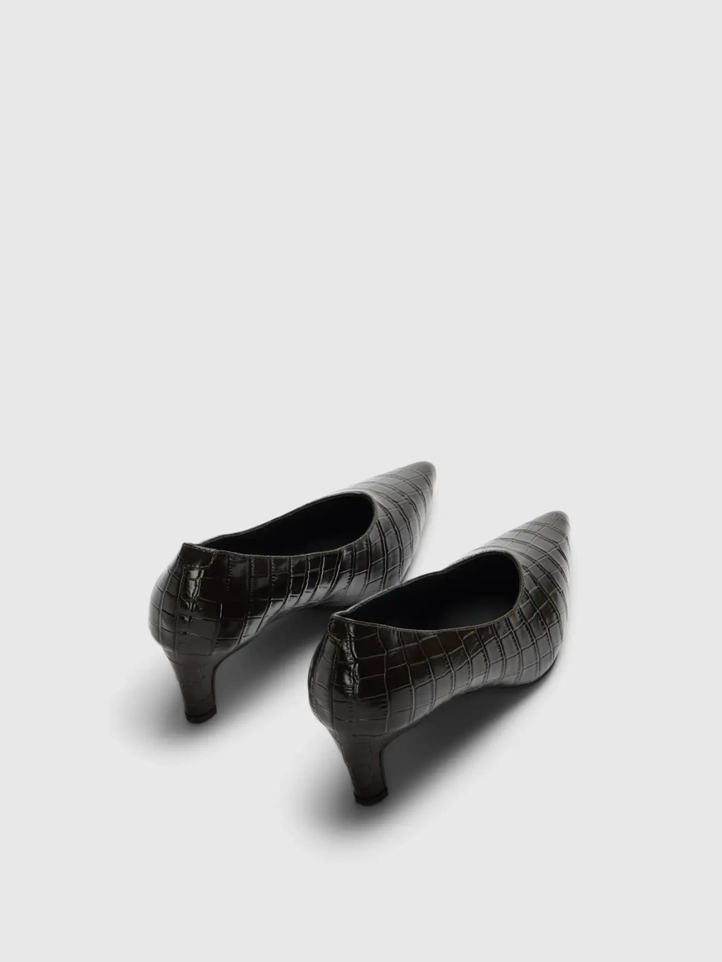 Décolleté Selected Femme Testa di Moro in Pelle Effetto Cocco con Tacco Medio