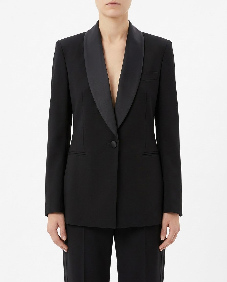 Giacca blazer monopetto con revers satinato H2O Italia