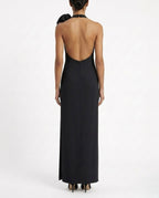 Abito lungo monospalla con fiore