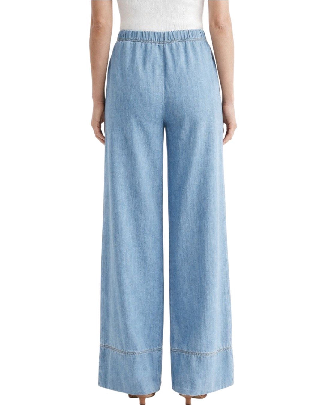 Pantaloni palazzo in denim chiaro