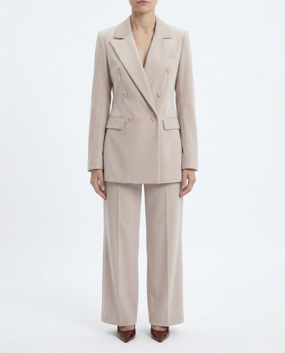 Pantalone Sartoriale Wide Leg H2O Italia Beige con Pinces Frontali