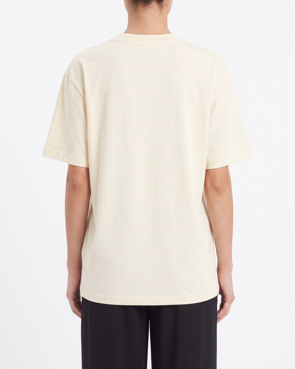 T-Shirt Isabelle Blanche a Manica Corta con Stampa “Less Drama, More Style” Banana e Bordeaux