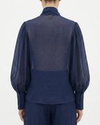 Blusa con fiocco in tencel