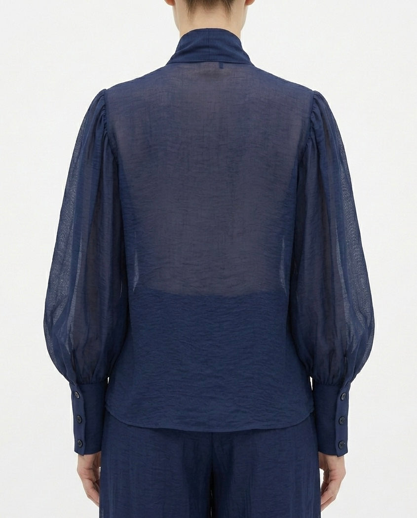 Blusa con fiocco in tencel