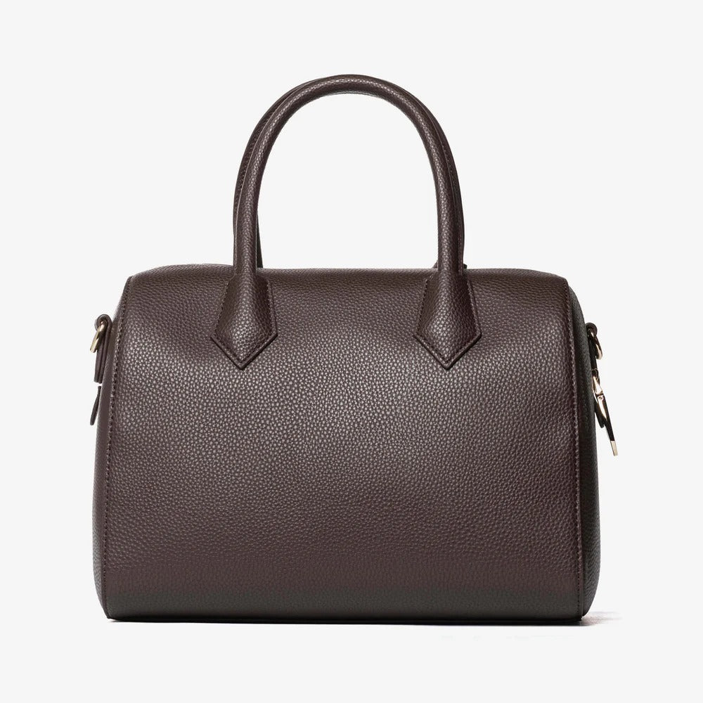 Borsa bauletto marrone in ecopelle martellata