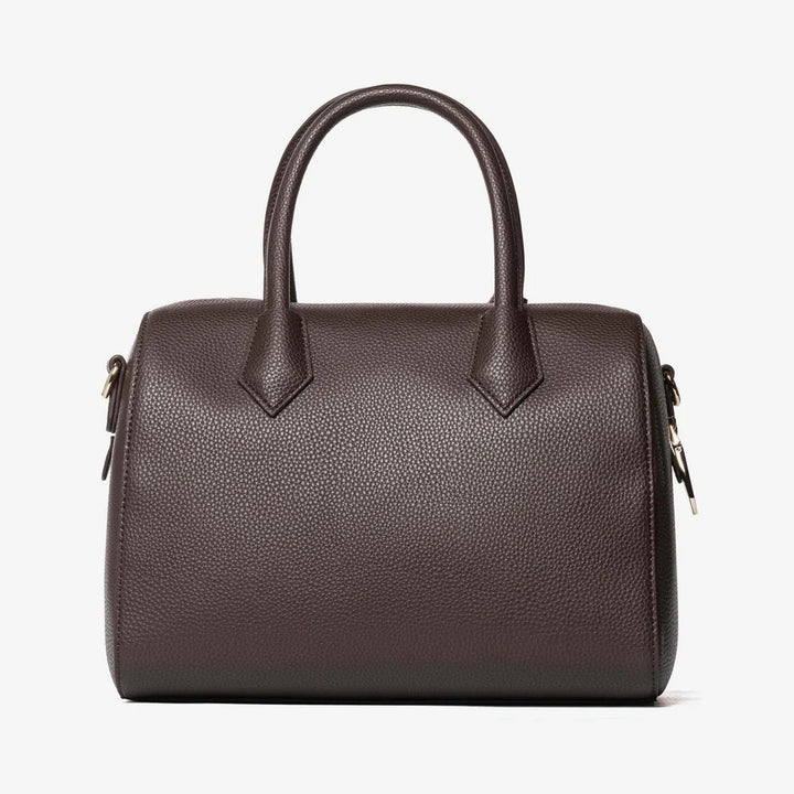 Borsa bauletto marrone in ecopelle martellata