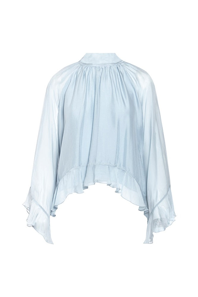 Blusa con maniche fluide e balze