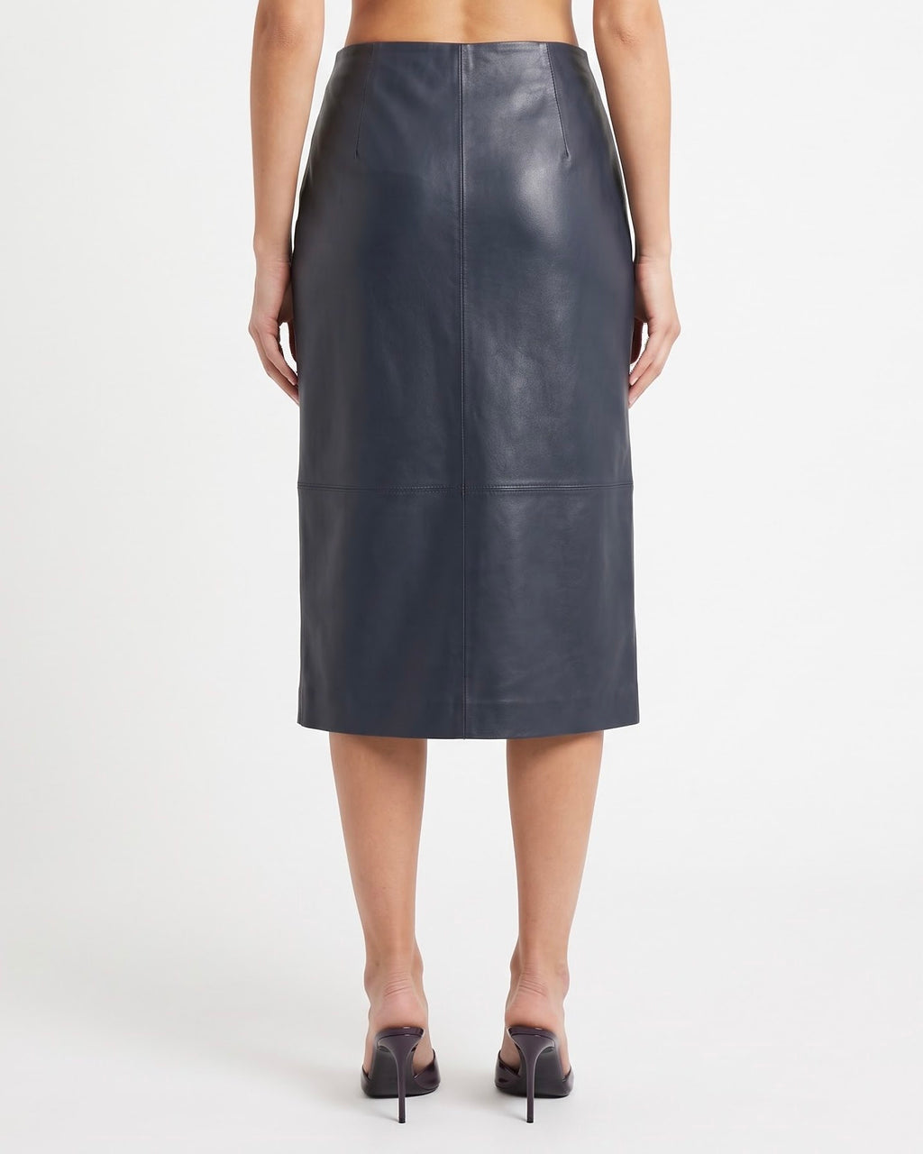Gonna Midi Isabelle Blanche Asimmetrica in Ecopelle Blu Notte