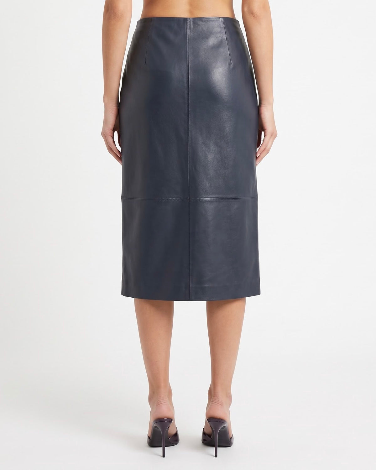 Gonna Midi Isabelle Blanche Asimmetrica in Ecopelle Blu Notte