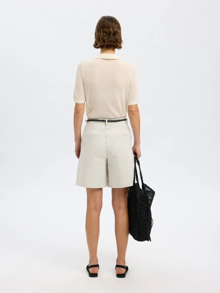 Polo Maglia Beige in Maglia a Costine