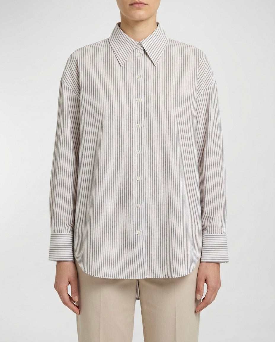 Camicia in lino a righe verticali