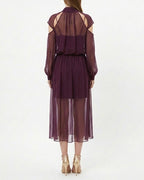 Abito midi chiffon con maniche cut-out