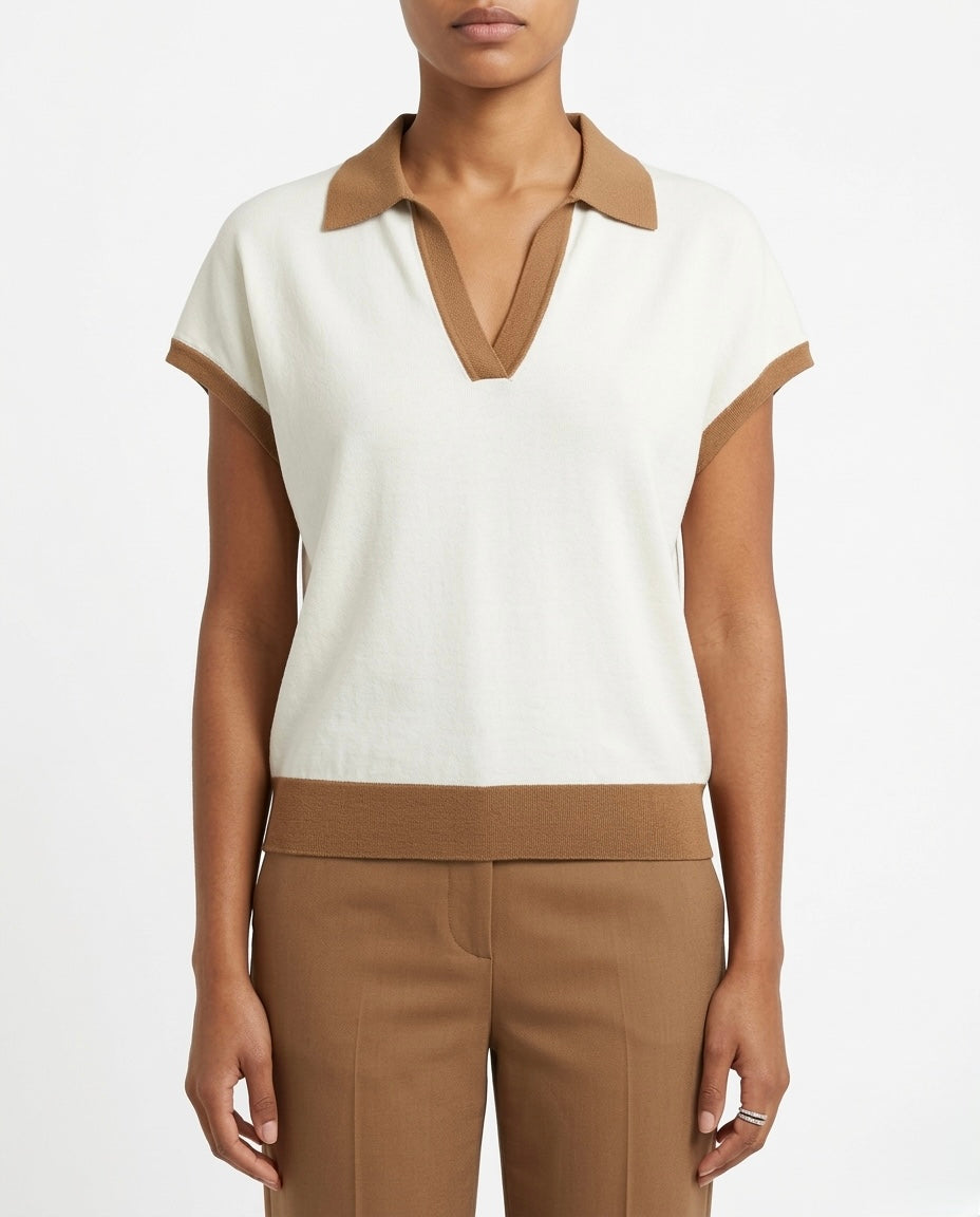 Polo in filo in cotone e lino