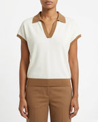 Polo in filo in cotone e lino