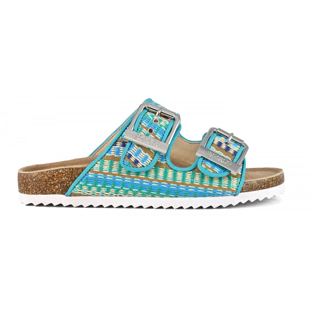 Sandalo rafia con fibbie