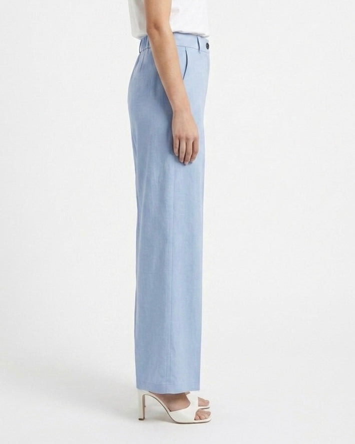 Pantalone palazzo in viscosa e lino