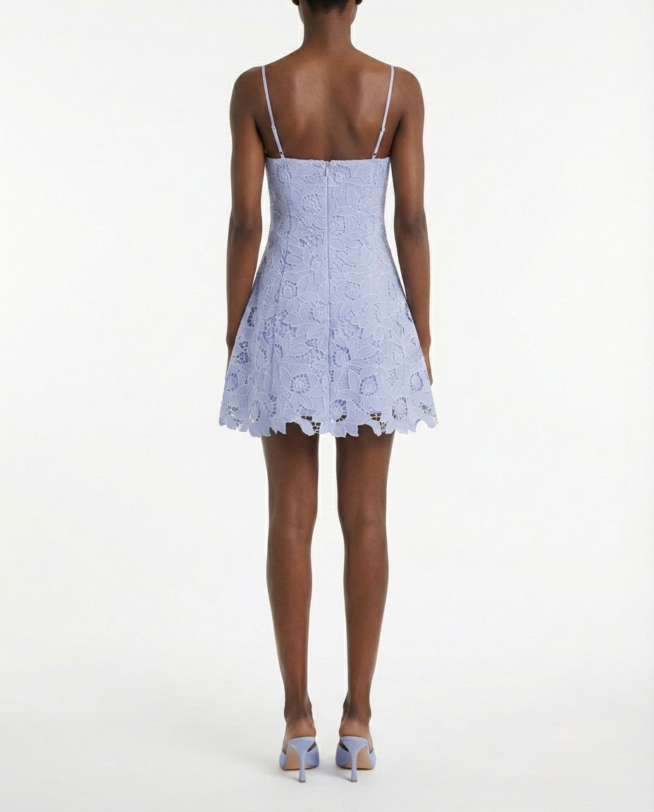 Abito corto in pizzo celeste