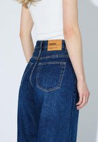 Jeans wide leg blu a vita alta