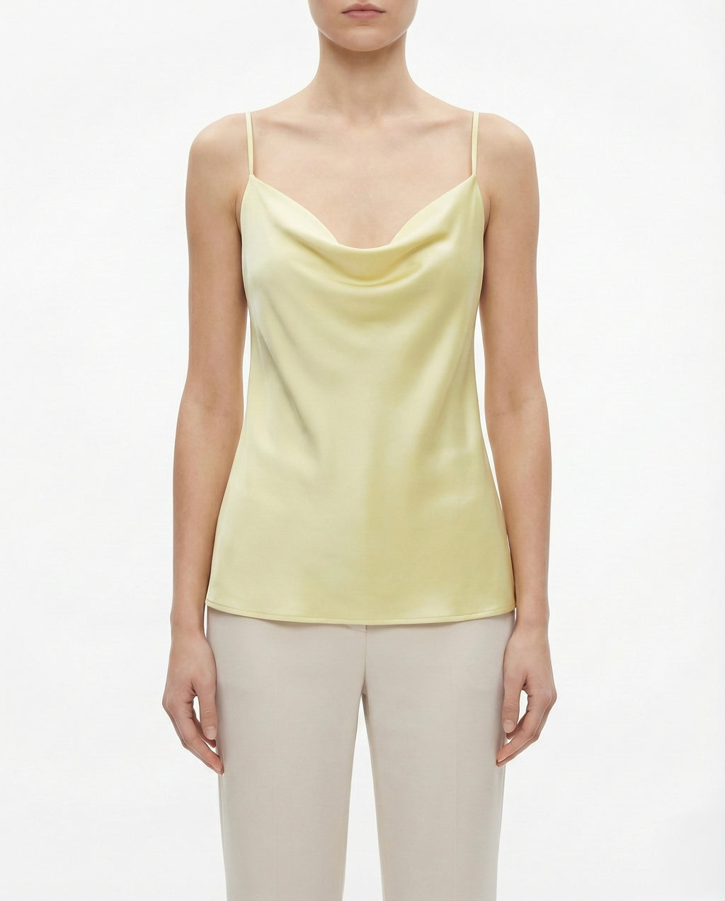 Top in raso con scollo drappeggiato e