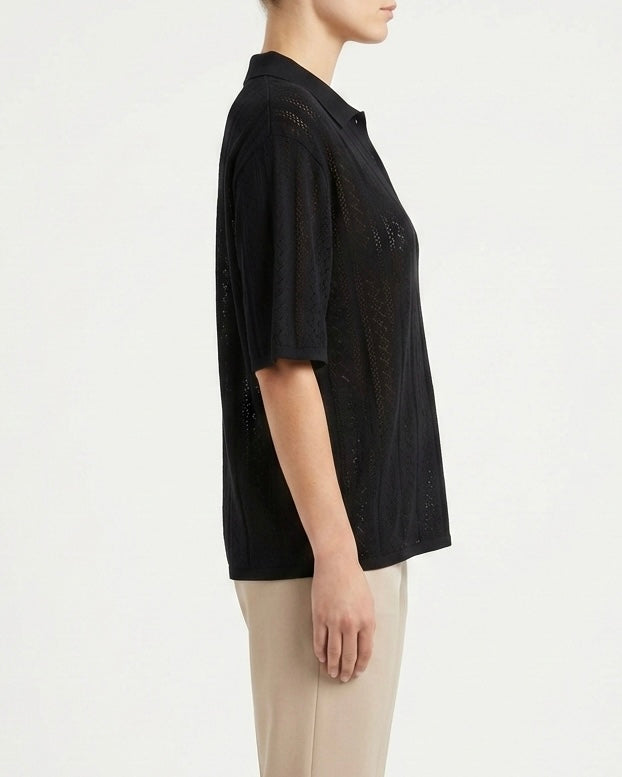 Polo in maglia traforata