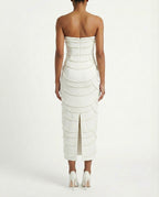 Abito midi a fascia con perle