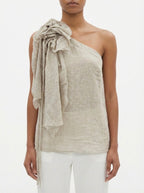 Top monospalla con fiocco