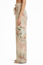 Pantaloni cargo palazzo stampa palme