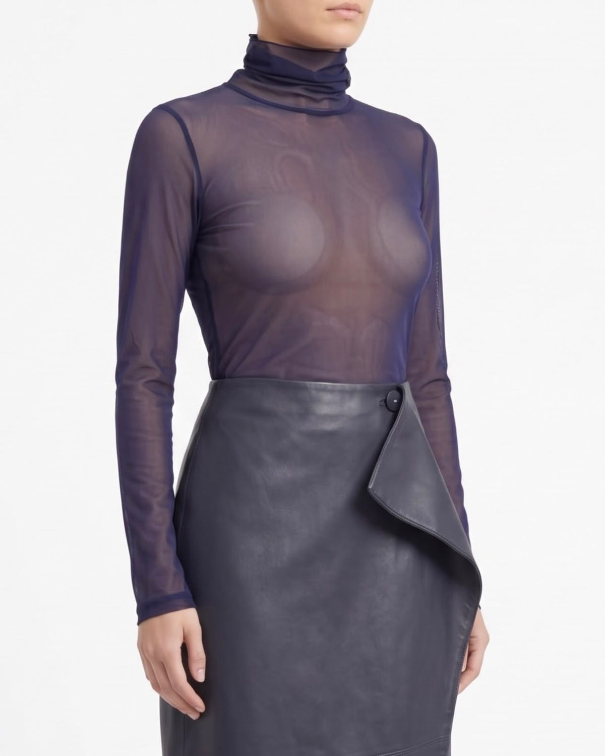 Maglia Dolcevita Isabelle Blanche in Tulle Blu notte