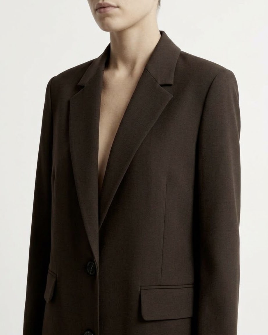 Giacca Blazer Oversize Selected Femme Marrone con Chiusura a Due Bottoni