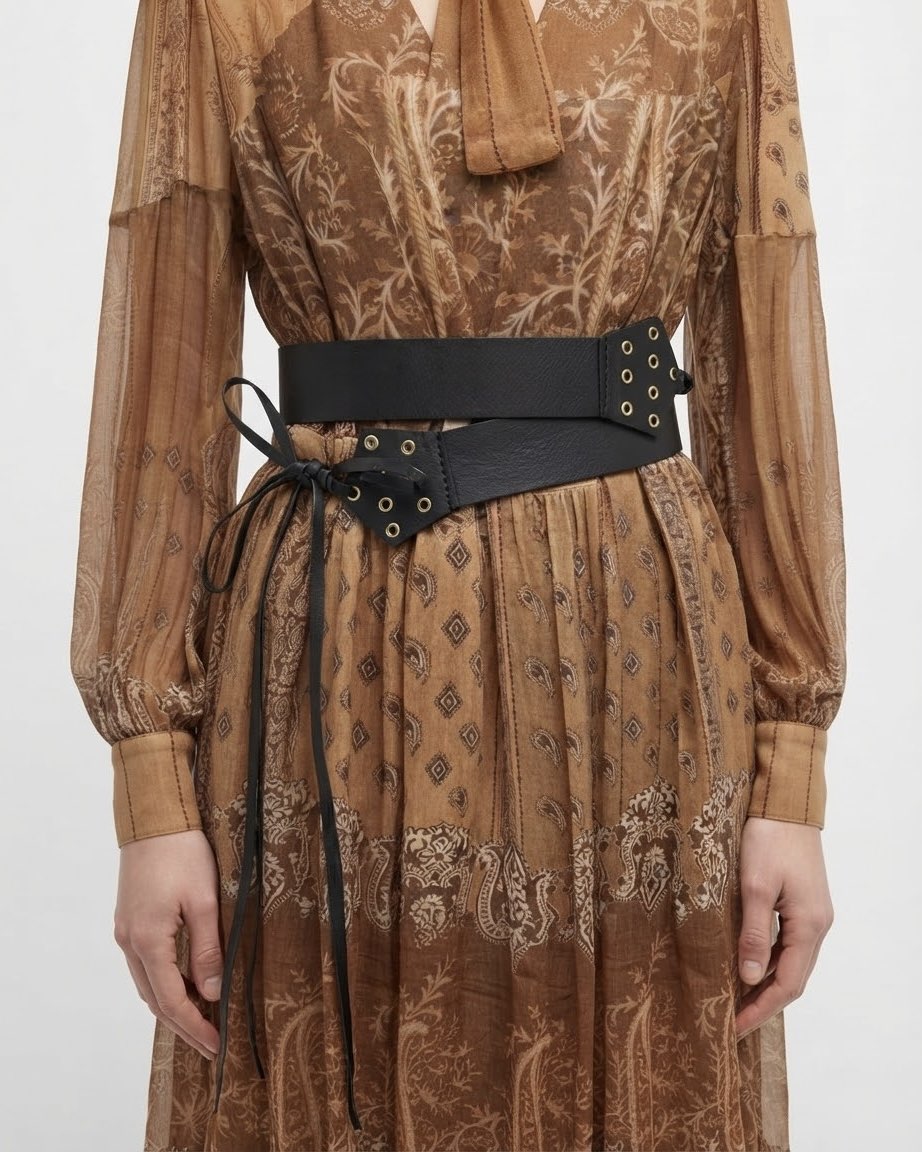 Abito Lungo H2O Italia in Viscosa e Lana con Stampa Paisley Beige