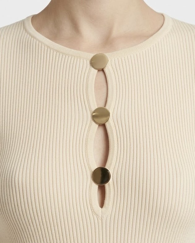 Maglia H2O Italia Panna a Costine con Bottoni Frontali