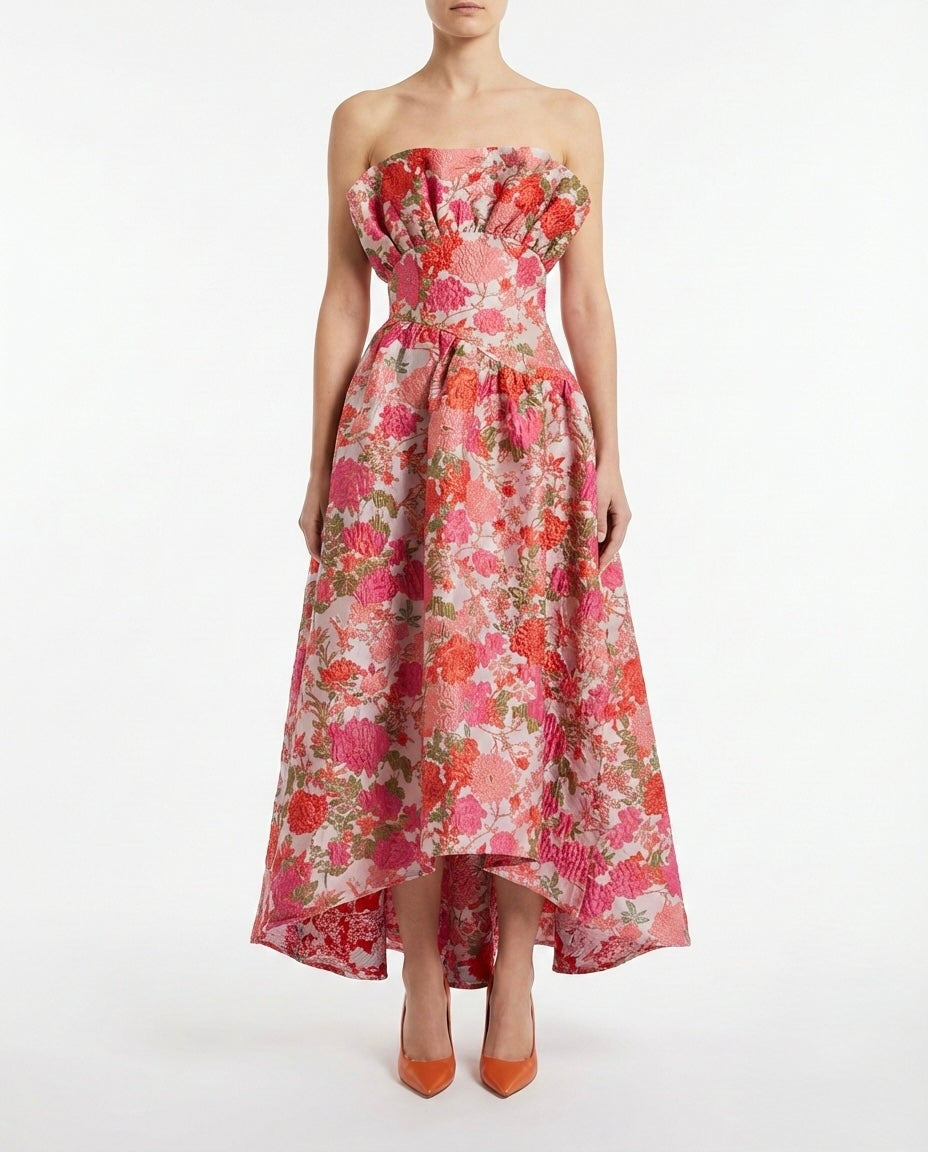 Abito midi floreale a fascia