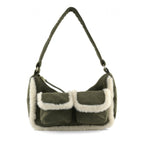 Borsa con dettagli shearling